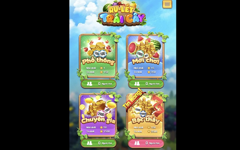 Các cửa cược Roulette Trái Cây