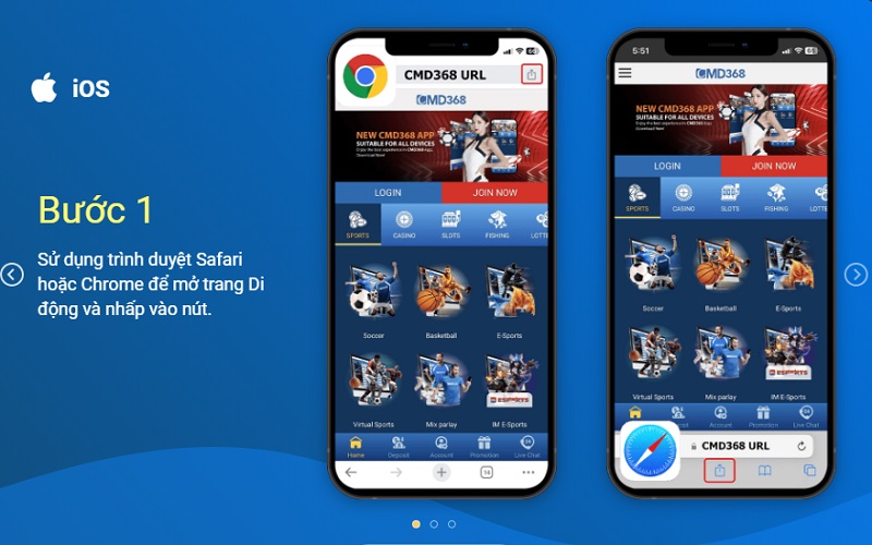 Tải app CMD368 bằng IOS