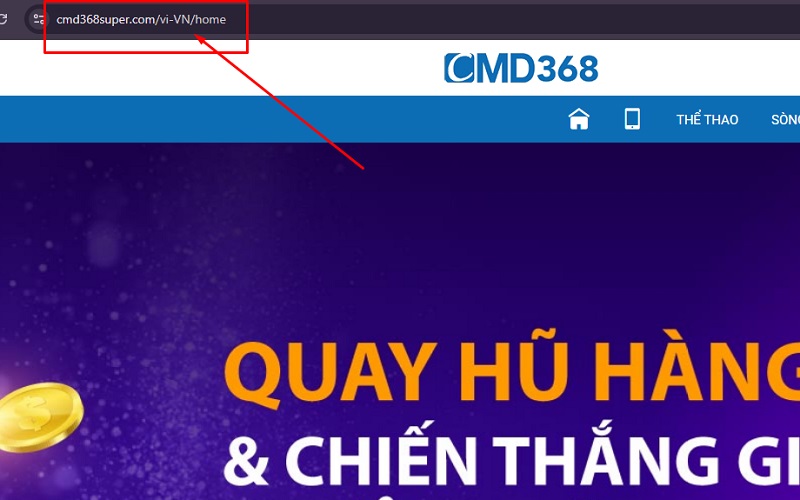 đăng nhập đúng link CMD368