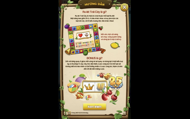 hướng dẫn cược Roulette Trái Cây