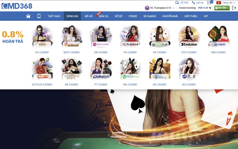 sảnh Live Casino nổi tiếng với bộ môn Roulette